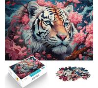 Puzzle per adulti, 1000 pezzi, Sakura e tigre, difficile e stimolante, 50 x 70 cm, ottimo regalo per tutta la famiglia per adolescenti dai 14 anni in su