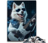 Puzzle per adulti 1000 pezzi Samoiedo che suona la chitarra per un gioco educativo, una sfida giocattolo, ideale come regalo per tutta la famiglia, 26x38cm