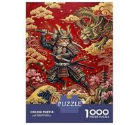 Puzzle Per Adulti 1000 Pezzi Samurai Cat Vs. Dragon Puzzle Per Adulti Gioco Rompicapo Decorazione Da Parete Regali Di Natale E Compleanno 38x26cm/1000pcs