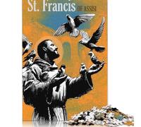 Puzzle per adulti 1000 pezzi "San Francesco, santo cattolico, puzzle che interagisce con i membri della famiglia" (75x50 cm)