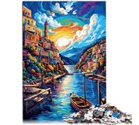 Puzzle per adulti, 1000 pezzi, scena con il porto di legno sacro della Grecia, gioco d'arte, regalo per adolescenti dai 14 anni in su, 26 x 38 cm