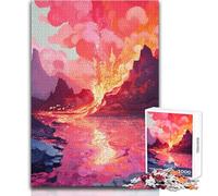 Puzzle per adulti 1000 pezzi scena del vulcano pixel art bellissimo gioco di design un'opera d'arte regalo per compleanni dimensioni 50x75cm