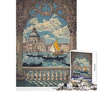 Puzzle per adulti 1000 pezzi Scena di gondola a Venezia Giocattoli antistress Opera d'arte Regalo Giochi divertenti con pezzi completamente interconnessi di forma casuale Dimensioni 50x75cm