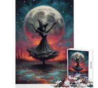 Puzzle per adulti 1000 pezzi Scheletro di strega che balla sotto la luna piena Giocattolo Decorazione da parete Regali per donne e uomini Gioco pratico Migliora l'amore tra coppie Dimensioni 50x75cm