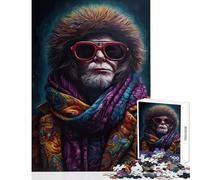 Puzzle per adulti 1000 pezzi Scimmia con occhiali da sole Decorazione per la casa Giocattoli Ottimo regalo Gioco impossibile con pezzi completamente interconnessi di forma casuale (dimensioni 38x52cm)