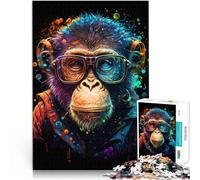 Puzzle per adulti 1000 pezzi scimmia con occhiali difficile e stimolante 26 x 38 cm gioco educativo per compleanno Natale