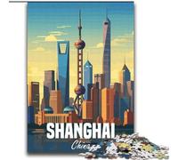 Puzzle per adulti 1000 pezzi Shanghai Cina, per età 14 anni e oltre Decorazione per la casa come regalo per tutta la famiglia e gli amici 75x100cm