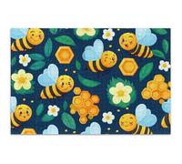 Puzzle per adulti, 1000 pezzi, simpatiche api dei cartoni animati, blu marino, divertente gioco di puzzle, regali, puzzle unico, animale, arte colorata, 75 x 50 cm