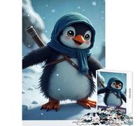 Puzzle per adulti 1000 pezzi Simpatico pinguino in abito invernale Giocattolo educativo Regali di Babbo Natale segreto Giochi divertenti Migliorare l'amore tra coppie Dimensioni 50x75cm
