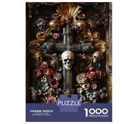 Puzzle Per Adulti 1000 Pezzi Skulls And Flowers Artwork Puzzle Per Adolescenti Giocattoli Antistress Sfida Difficile Regali Unici Per Compleanno 52x38cm/1000pcs