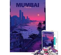 Puzzle per adulti 1000 pezzi Skyline di Mumbai al tramonto Puzzle da 1000 pezzi Decorazione per la casa Giocattolo Arte da parete Regalo di Natale Compleanno (38x52cm)