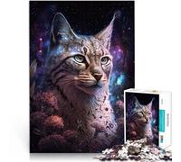 Puzzle per adulti 1000 pezzi Space Lynx Decorazione per la casa Puzzle Giocattoli con Poster Assortito e Domande Foglio 14,96 "x 20,47 "per 14 Anni