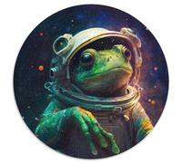 Puzzle per adulti 1000 pezzi, spazio, astronauta, rana, puzzle rotondo, attività di legame familiare, feste e compleanni, 67,5x67,5 cm
