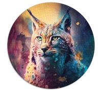 Puzzle per adulti 1000 pezzi Spirit Lynx Puzzle rotondi in carta, sfida per la mente, regalo, attività educativa per adolescenti (dimensioni 67,5x67,5 cm)