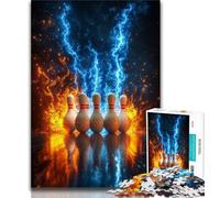 Puzzle per adulti 1000 pezzi Sport difficile del bowling, sfida difficile antistress con poster abbinato e foglio di quiz 38x26cm