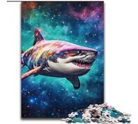 Puzzle per adulti 1000 pezzi "Squali della notte stellata" in legno, per adolescenti dai 14 anni in su, decorazione per la casa, 50x75cm, coinvolgente attività di gioco per la famiglia