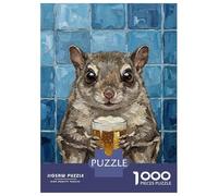 Puzzle Per Adulti 1000 Pezzi Squirrel with Beer Painting Puzzle Per Adulti Gioco Rompicapo Analisi E Logica Attività Divertenti A Casa 38x26cm/1000pcs