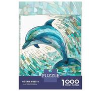 Puzzle Per Adulti 1000 Pezzi Stained Glass Dolphin Puzzle Rompicapo Gioco Difficile Regali Difficili Per Amici E Familiari 38x26cm/1000pcs