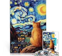 Puzzle per Adulti 1000 Pezzi Starry Night Cat lustige Spiele für die ganze Familie Lernspiel für Geburtstag, Weihnachten75x50cm
