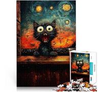 Puzzle per Adulti 1000 Pezzi Starry Night Cat Stressabbau Schwierige Herausforderung Geeignet für die Schreibtischdekoration52x38cm
