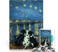 Puzzle per adulti 1000 pezzi Starry Night Dogs Stressabbau-Spielzeug denn eignet sich ideal als Geschenk für die ganze Familie75x50cm