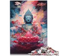 Puzzle per adulti, 1000 pezzi, statua di Lotus e Buddha, puzzle impossibile con poster coordinato e foglio quiz per bambini dai 14 anni in su, 26 x 38 cm