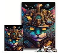 Puzzle per adulti 1000 pezzi Steampunk Cat Puzzle impossibili per adulti 50x75cm Rompicapo educativo, decorazione artistica per casa e ufficio, età 14+