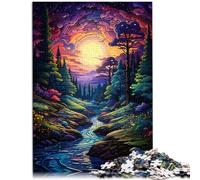 Puzzle per adulti 1000 pezzi stelle foresta famiglia divertente puzzle decorazione da parete unico compleanno e regali di Natale 50 x 74,9 cm per 14 anni