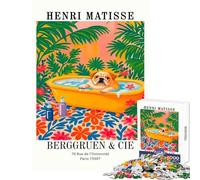 Puzzle per adulti 1000 pezzi Stile Henri Matisse Cane nella vasca da bagno Giocattoli antistress Regali per donne Uomini Giochi educativi Attività divertenti a casa Dimensioni 50x75cm