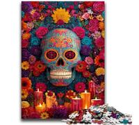 Puzzle per adulti 1000 pezzi Sugar Skull Woman difficile e stimolante con poster abbinato e foglio di quiz per età 14 50x75cm