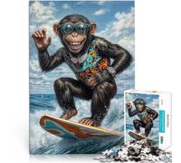 puzzle per adulti 1000 pezzi “Surf's Up Monkey” Fatto di carta，per età pari o superiore a 14 anni Vacanze a casa: ammazzare il tempo Offerti come regali per tutta la famiglia。misurare：38x52cm