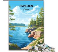 Puzzle per adulti 1000 pezzi Svezia Europa, per età 14 anni e oltre Decorazione per la casa come regalo per tutta la famiglia e gli amici 26x38cm
