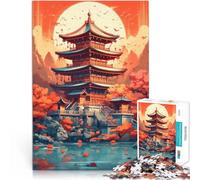 puzzle per adulti 1000 pezzi Tempio del Giappone Fatto di carta，per età pari o superiore a 14 anni Decorazione da parete con giocattoli Collezione degli artisti, Belle arti。misurare：26x38cm