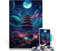 Puzzle per Adulti 1000 pezzi Templi Giappone Concorso di Velocità Manuale con Poster corrispondente e Domande Foglio per Adolescenti da 14 Anni e oltre 50x70cm