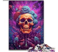 Puzzle per adulti 1000 pezzi Teschi colorati in legno, idea regalo unica fai da te per la casa 50x75cm per festa di compleanno per uomini e donne