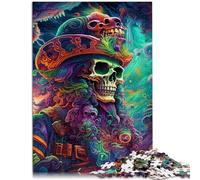 Puzzle per adulti, 1000 pezzi, teschio, capitano pirata, decorazione per la casa, puzzle, regalo di compleanno, adatto per e ragazzi a partire dai 14 anni, 26 x 38 cm