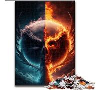 Puzzle per adulti, 1000 pezzi, teschio di ghiaccio e fuoco, in legno, ideale come regalo di compleanno o per le feste, gioco da tavolo, 1000 pezzi(50x75cm)