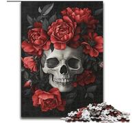 Puzzle per adulti 1000 pezzi Teschio di rosa rossa, giochi, giocattoli, regali unici per compleanni e regali per bambini dai 14 anni in su dimensioni 50x75cm