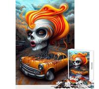 Puzzle per adulti 1000 pezzi Teschio Donna e auto︰ L'anima della macchina Giocattoli fai da te Regalo divertente Gioco educativo Adatto per la decorazione del desktop Dimensioni 38x52cm