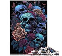 Puzzle per adulti, 1000 pezzi, teschio e rosa, giocattolo educativo di apprendimento, analisi e logica, per adolescenti, età 14 anni e oltre 50 x 70 cm