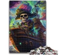 Puzzle per adulti 1000 pezzi Teschio Nave pirata 1000 pezzi per adolescenti, regalo di compleanno, regali, arte murale per età 14 anni in su (75x50cm)