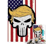 Puzzle per adulti 1000 pezzi Teschio Trump Orgoglio americano Puzzle da 1000 pezzi Decorazione per la casa Giocattolo Arte da parete Regalo di Natale Compleanno (38x26cm)