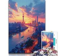 Puzzle per adulti 1000 pezzi The Oriental Pearl Tower a Shanghai Puzzle per adolescenti antistress Staycation Kill Time Wishlist con Babbo Natale 26x38cm
