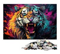 Puzzle per adulti 1000 pezzi Tigre arrabbiata e violenta Il puzzle con poster abbinato e foglio di quiz 1000 pezzi (38x26 cm)