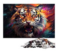 Puzzle per adulti 1000 pezzi Tigre arrabbiata e violenta Puzzle Un'opera d'arte per ragazzi dai 14 anni in su 1000 pezzi (38x26 cm)