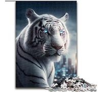 Puzzle per adulti, 1000 pezzi "Tigre bianca in città", puzzle in legno, ideale come regalo di compleanno o per le feste, gioco da tavolo, 1000 pezzi(50x75cm)