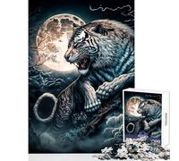 Puzzle per adulti 1000 pezzi Tigre bianca Luna Decorazione per la casa Giocattoli Ottimo regalo Gioco per famiglie Migliorare l'amore tra coppie Dimensioni 50x75cm