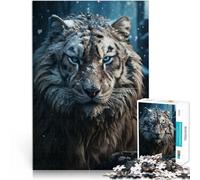 puzzle per adulti 1000 pezzi tigre bianca nella neve Fatto di cartone per età pari o superiore a 14 anni Giocattolo educativo intellettuale decomprimente grande regalo misurare：26x38cm