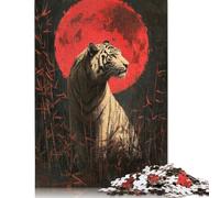 Puzzle per adulti 1000 pezzi Tigre bianca sotto la luna di sangue Puzzle di carta per adulti Gioco educativo Sfida Giocattolo 1000 pezzi (75x50 cm)