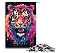 Puzzle per adulti 1000 pezzi Tigre colorata Doodle Jigsaw Ogni pezzo è unico Gioco stimolante e divertente per tutta la famiglia 75x50cm